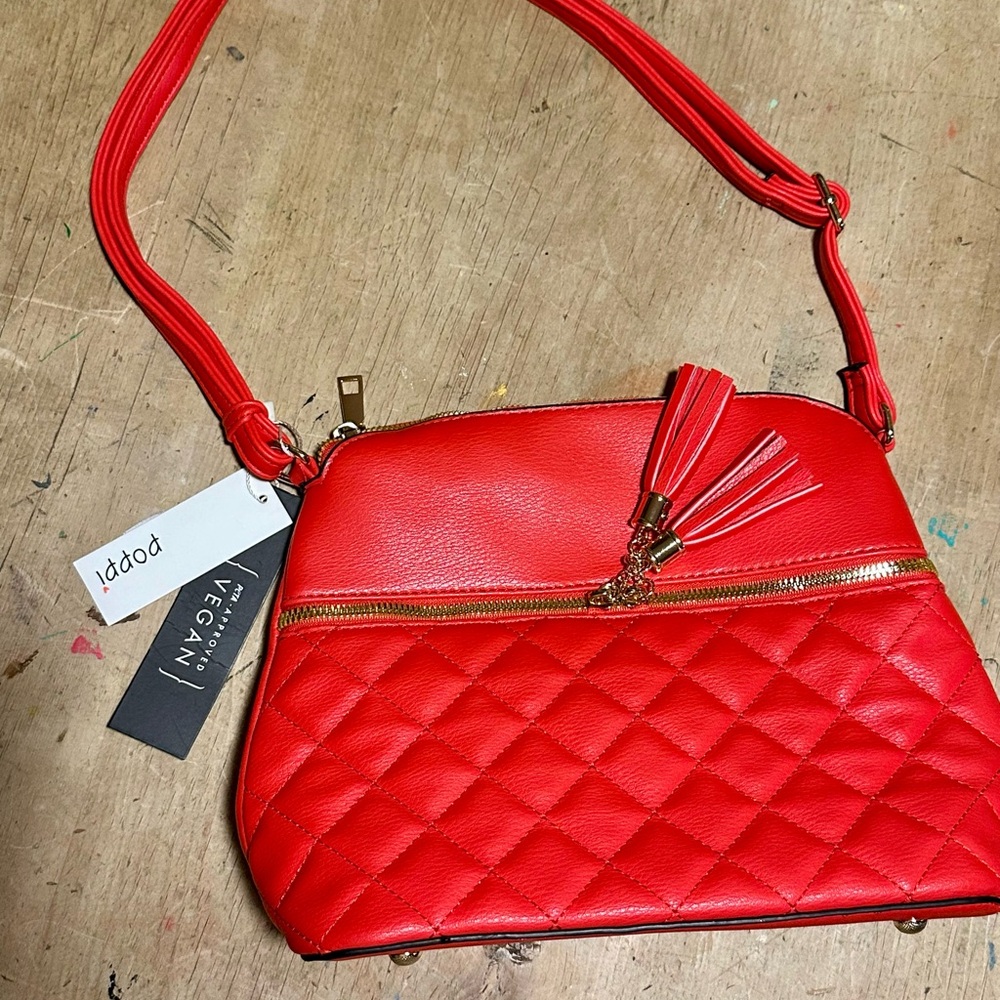 Poppy Red Quilted Crossbody Bag